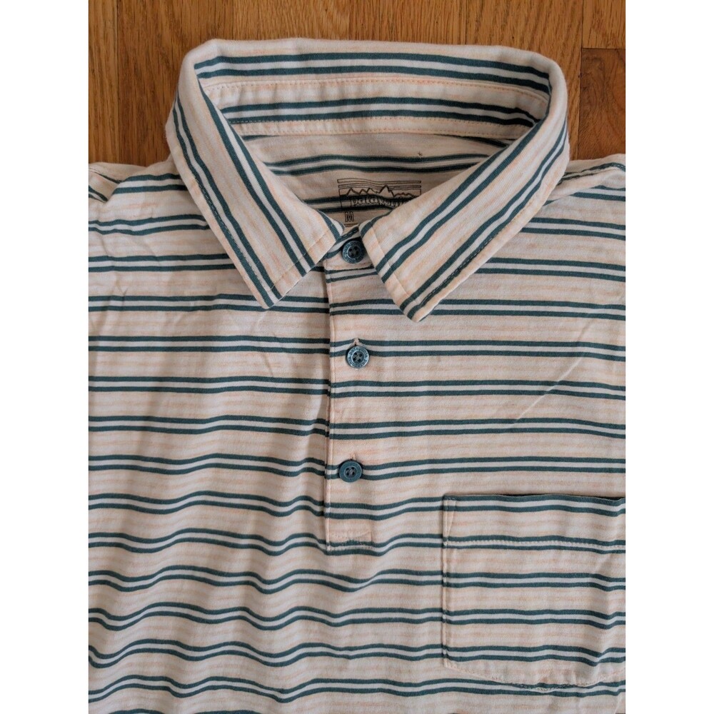Patagonia Squeaky Clean Polo Shirt Mens M Striped Stretch Organic Cotton Spring
